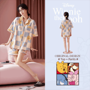 Disney Winnie the Pooh couple Pajamas Summer pure cotton short-sleeved home wear set