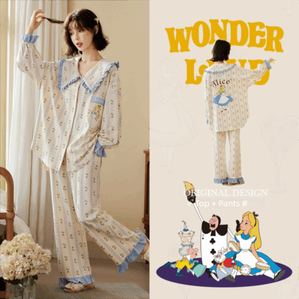 Disney Iris Pajama Women's Spring and Autumn long-sleeved pure cotton home wear set