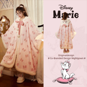 Disney Mary Cat nightgown women autumn and winter coral velvet long cape pajamas home wear