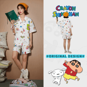 Crayon Shin-chan Couple Pajamas for Women Summer pure cotton short-sleeved home wear set