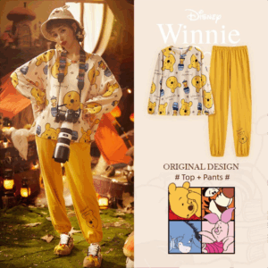 Disney Winnie the Pooh Spring and autumn pure cotton long-sleeved set of cute cartoon home wear