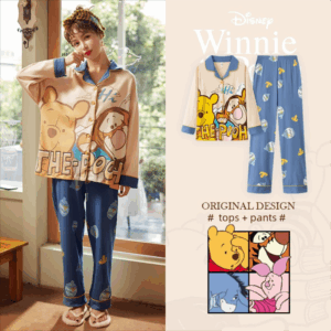 Disney Tigger pajama girl's spring, autumn and winter pure cotton long-sleeved set with a cute princess-style outerwear for home wear