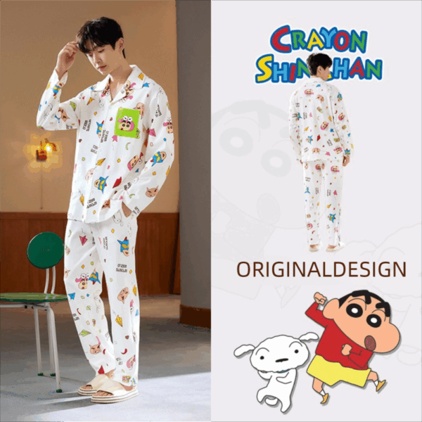 Crayon Shin-chan couple Pajamas for women in spring, autumn and winter long-sleeved sets