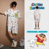Crayon Shin-chan Couple Pajamas for Women Summer pure cotton short-sleeved home wear set