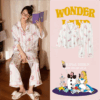 Disney Mary Cat Pajamas for spring and summer, long-sleeved casual ice silk outerwear for home wear