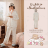 Official collaboration mikko pajamas for girls, pure cotton long-sleeved ins Japanese cartoon cute and soft home wear