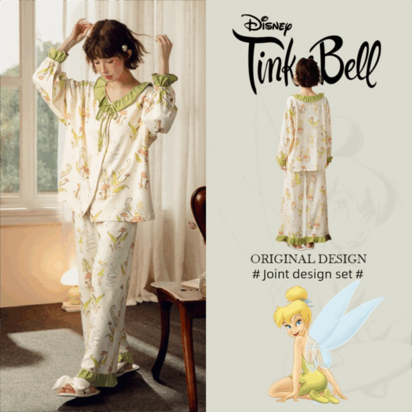 Disney Mary Cat Pajamas for women, Spring and Autumn, pure cotton long-sleeved cartoon home wear set