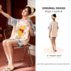 Disney Winnie the Pooh summer pure cotton short-sleeved home suit for pajama women can be worn on the outside