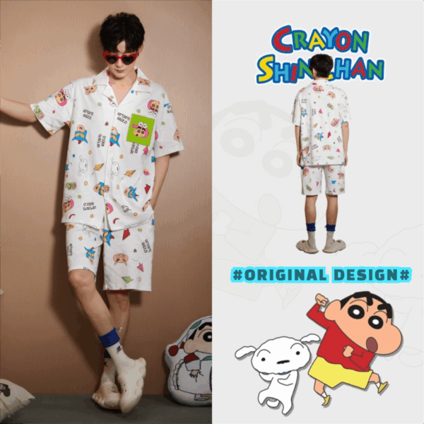 Crayon Shin-chan Couple Pajamas for Women Summer pure cotton short-sleeved home wear set