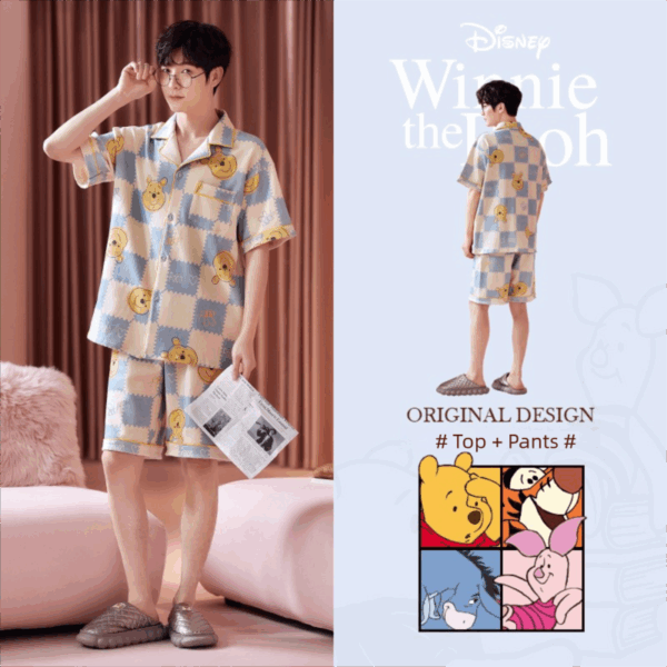 Disney Winnie the Pooh couple Pajamas Summer pure cotton short-sleeved home wear set