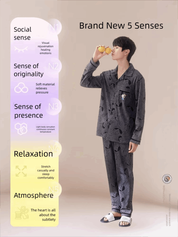 Disney Pinocchio Pajamas men's pure cotton cartoon long-sleeved large-sized home wear set