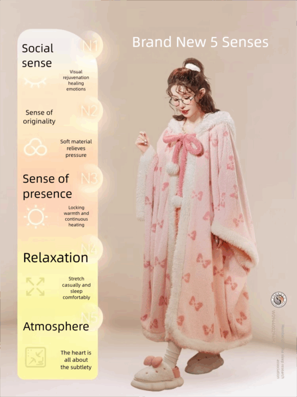 Disney Mary Cat nightgown women autumn and winter coral velvet long cape pajamas home wear