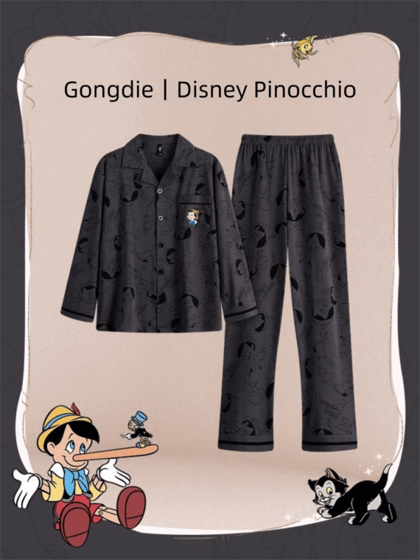 Disney Pinocchio Pajamas men's pure cotton cartoon long-sleeved large-sized home wear set