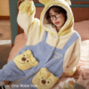 Disney Winnie the Pooh autumn and Winter pajama women's thickened warm coral fleece bathrobe home wear