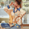Disney Tigger pajama girl's spring, autumn and winter pure cotton long-sleeved set with a cute princess-style outerwear for home wear