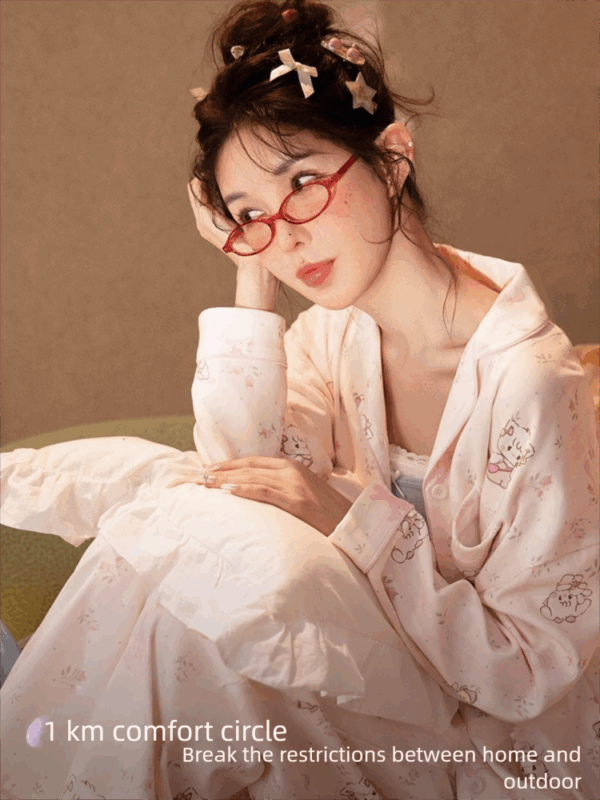 Official collaboration mikko pajamas for girls, pure cotton long-sleeved ins Japanese cartoon cute and soft home wear