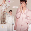 Disney Mary Cat Pajamas for spring and summer, long-sleeved casual ice silk outerwear for home wear
