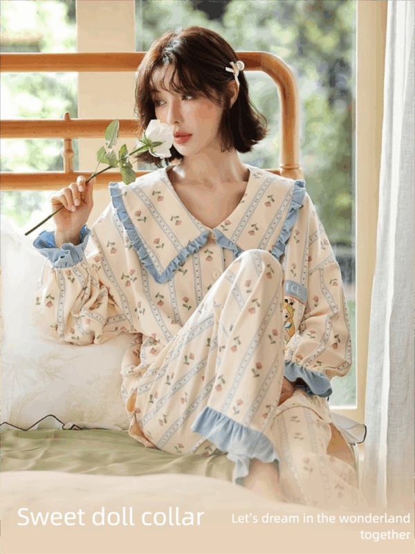 Disney Iris Pajama Women's Spring and Autumn long-sleeved pure cotton home wear set