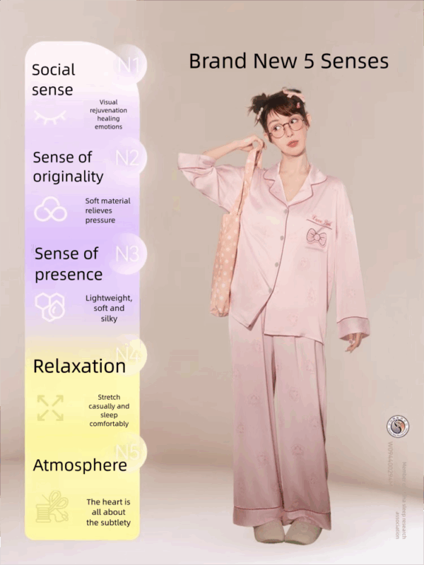 Disney Mary Cat Pajamas for spring and summer, long-sleeved casual ice silk outerwear for home wear