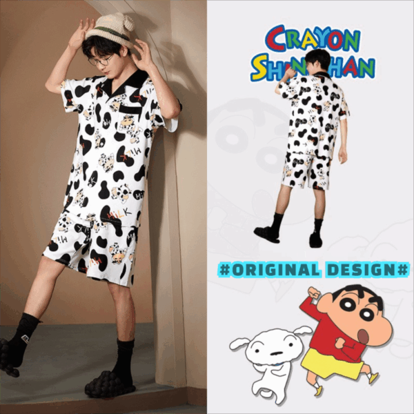 Crayon Shin-chan Couple Pajamas for Women Summer pure cotton short-sleeved home wear set