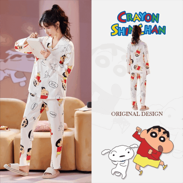 Crayon Shin-chan couple Pajamas for women in spring, autumn and winter long-sleeved sets