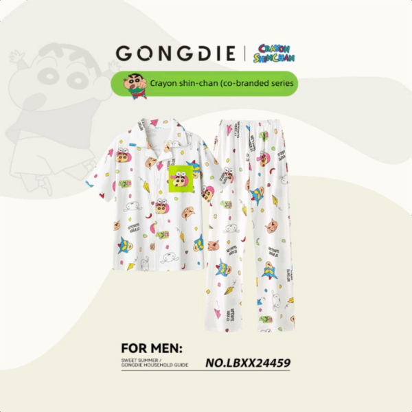 Crayon Shin-chan Couple Pajamas for Women Summer pure cotton short-sleeved home wear set