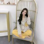 Disney Winnie the Pooh striped pajamas for women, pure cotton spring and autumn cardigan long-sleeved set, cartoon cute home wear photo review