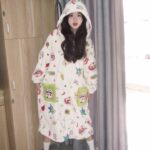 Crayon Shin-chan Coral fleece couple pajamas, women's autumn and winter warm bathrobes, home wear photo review
