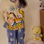 Disney Tigger pajama girl's spring, autumn and winter pure cotton long-sleeved set with a cute princess-style outerwear for home wear photo review