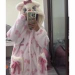 Disney Mary Cat nightgown women autumn and winter coral velvet long cape pajamas home wear photo review
