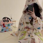 Crayon Shin-chan Coral fleece couple pajamas, women's autumn and winter warm bathrobes, home wear photo review