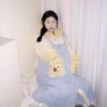 Disney Winnie the Pooh autumn and Winter pajama women's thickened warm coral fleece bathrobe home wear photo review