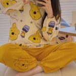 Disney Winnie the Pooh Spring and autumn pure cotton long-sleeved set of cute cartoon home wear photo review