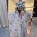 Disney Mary Cat nightgown women autumn and winter coral velvet long cape pajamas home wear photo review