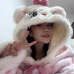 Disney Mary Cat nightgown women autumn and winter coral velvet long cape pajamas home wear photo review