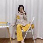 Disney Winnie the Pooh striped pajamas for women, pure cotton spring and autumn cardigan long-sleeved set, cartoon cute home wear photo review