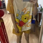 Disney Winnie the Pooh summer pure cotton short-sleeved home suit for pajama women can be worn on the outside photo review