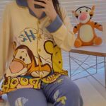 Disney Tigger pajama girl's spring, autumn and winter pure cotton long-sleeved set with a cute princess-style outerwear for home wear photo review
