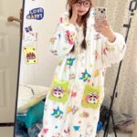 Crayon Shin-chan Coral fleece couple pajamas, women's autumn and winter warm bathrobes, home wear photo review