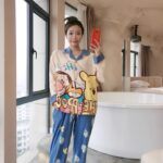 Disney Tigger pajama girl's spring, autumn and winter pure cotton long-sleeved set with a cute princess-style outerwear for home wear photo review