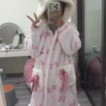 Disney Mary Cat nightgown women autumn and winter coral velvet long cape pajamas home wear photo review