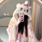 Disney Mary Cat nightgown women autumn and winter coral velvet long cape pajamas home wear photo review