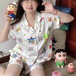 Crayon Shin-chan Couple Pajamas for Women Summer pure cotton short-sleeved home wear set photo review