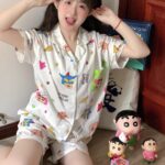 Crayon Shin-chan Couple Pajamas for Women Summer pure cotton short-sleeved home wear set photo review