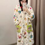 Crayon Shin-chan Coral fleece couple pajamas, women's autumn and winter warm bathrobes, home wear photo review