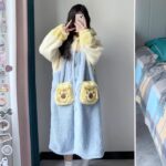 Disney Winnie the Pooh autumn and Winter pajama women's thickened warm coral fleece bathrobe home wear photo review