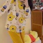 Disney Winnie the Pooh Spring and autumn pure cotton long-sleeved set of cute cartoon home wear photo review
