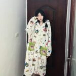 Crayon Shin-chan Coral fleece couple pajamas, women's autumn and winter warm bathrobes, home wear photo review