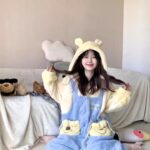 Disney Winnie the Pooh autumn and Winter pajama women's thickened warm coral fleece bathrobe home wear photo review