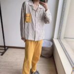 Disney Winnie the Pooh striped pajamas for women, pure cotton spring and autumn cardigan long-sleeved set, cartoon cute home wear photo review